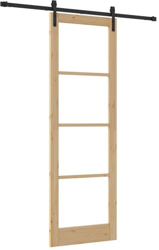 vidaXL Porte Coulissante ORKDAL Ensemble de 2 Naturel et noir Bois, Métal