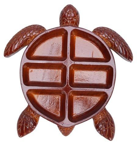 MENDUNER Geteiltes Serviertablett, Einzigartige und Innovative Form, Kiefernholzmaterial, Snacksschale, Nussfruchtschale, Gemüseschale, Platte für Partyunterhaltung. (Schildkröte)