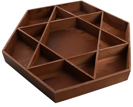 NONDK Wooden Holiday Hexagonal Star Tray for Friends, Fruit Plate Storage Box, Decorative Ornaments Brown