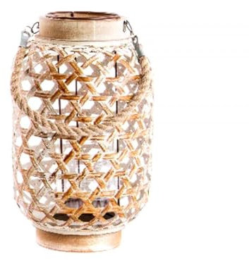 Hogar y Mas Portavelas de Cristal y Madera. Trenzado