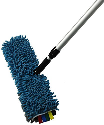 CrazyGadget® Heavy Duty Double Sided Extendable Microfibre Mop and Sweeper for Dry, Laminate or Wooden Floors