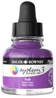 Daler-Rowney System3 Acrylic Ink, Glass Bottle with Dropper, Opaque, 1oz - 29.5 ml, Purple