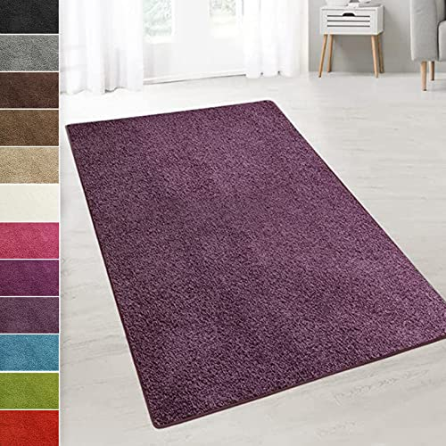 casa pura Shaggy Teppich Läufer Barcelona | weicher & Flauschiger Hochflor Wohnteppich für Wohnzimmer, Schlafzimmer, Kinkerzimmer, Flur mit Anti-Rutsch Unterseite | Meterware | 80x150cm | Lila