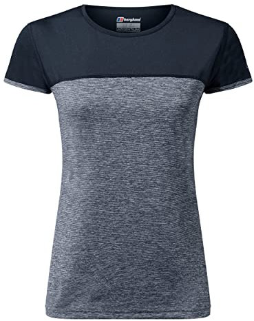 Berghaus Women's Voyager Short Sleeve Tech Tee Base Layer, Carbon Marl/Jet Black, 14