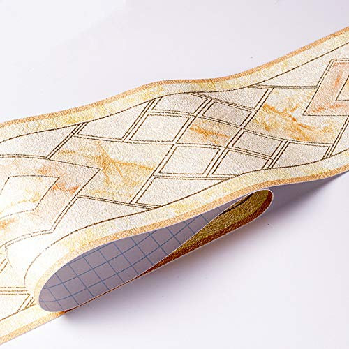 Frise murale imperméable amovible motif 3D pour cuisine et salle de bain, autocollant en papier mural, Banggo, 10,6 x 500 cm (jaune)