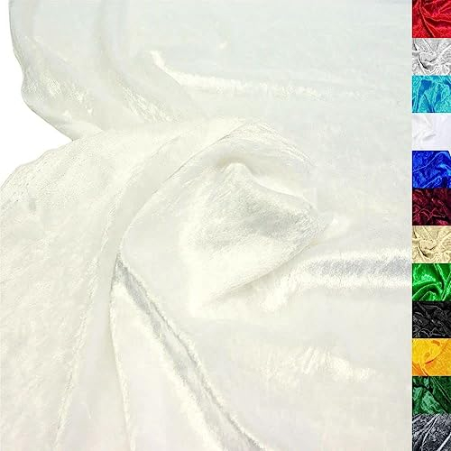 TOLKO 10m Pannesamt Meterware | Stretch Samt für Vorhänge Gardinen Bühne Kostüm Samtkleid Rock | Stoffe zum Nähen Dekorieren glänzender Samtstoff Dekostoff 145cm breit (Creme)
