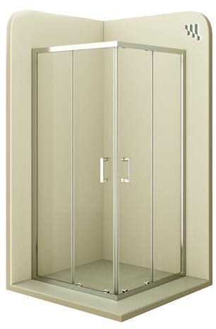 MOG Duschkabine mit Schiebetüren 70x90 cm Höhe: 180 cm Eckdusche mit Rollensystem aus 6mm ESG Glas DK77 - alle Grössen