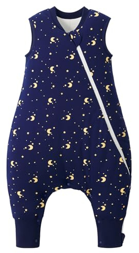 Duomiaomiao Baby Schlafsack mit Füßen 2.5 tog, winterschlafsack 100% Baumwolle Baby, Mädchen mit Schlafsack, Cartoon-Laub (der Mond die Sterne/95CM)