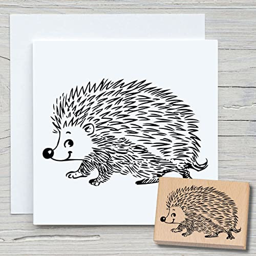 NEWSTAMPS Stempel Igel 02 Motivstempel groß aus Holz & Gummi zum Karten und Geschenke basteln, Holzstempel für Tiere, Tierstempel, Scrapbook, Textilstempel, Deko, Kinder