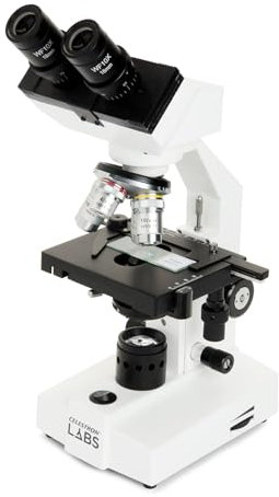 Celestron 44135 CL-CB1000CF Binocular Head Compound Microscope, 40-1000x Magnification, Adjustable Mechanical Stage, Includes 10 Prepared Slides