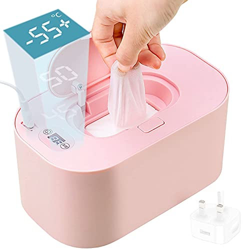 Baby Wipes Dispenser, Wet Wipe Warmer for Babies Adjustable 40℃-60℃, USB Powered Wipes Dispenser Box Portable