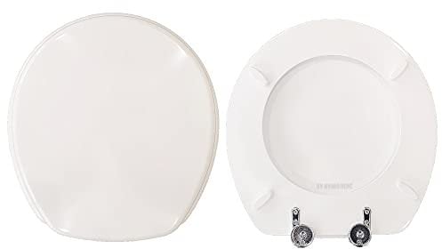 Copriwater Compatibile SMALL IDEAL STANDARD ECO, Tavoletta Wc In Legno Verniciato Con Cerniere Regolabili FISSAGGIO DALL'ALTO,Asse Wc Colore Bianco HYDRO HOME