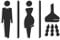 3DP Signs - 15 cm Geprägt Toilette Design türschild SA117 wc schilder selbstklebend - Moderne Damen wc Aufkleber Bad Schild für türen - Mann Frau Dusche Toilettenschild (Prime Schwarz)