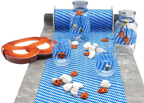 ZauberDeko Oktoberfest Tischdeko Brezel Bierkrug Bayrisch Blau Geburtstag Party Deko Mottoparty Set
