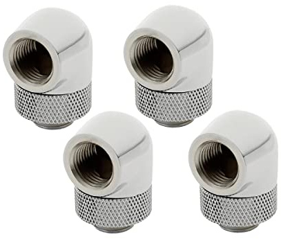 XSPC Adapter 90 Grad G1/4 Zoll AG auf G1/4 Zoll IG - drehbar, Chrome, 4er-Pack