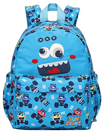 Tanou Kindergartenrucksack Jungen, 8L Rucksack Kinder für Kindergarten, Süße Kinderrucksack mit Brustgurt im Cartoon-Tier-Stil für Kita Junge von 2-5 Jahre, Blaues Auto