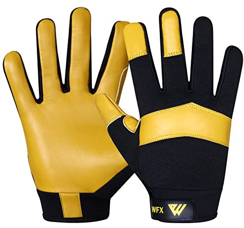 WFX Guantes de Trabajo de jardinería a Prueba de Espinas de jardín, Flexibles, Resistentes, de Cuero, para Uso mecánico, destreza, Guantes de construcción Transpirables para el Trabajo (Amarillo, XL)