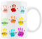 Taza profesor, taza profesora, taza manitas personalizada con nombre, taza regalo fin de curso, taza con manos de colores y nombre, taza con huellas de la clase (Taza manitas color BLANCA)