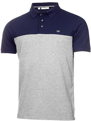Calvin Klein Herren Farbe Block Leicht Golf Polo Hemd - Marine/Silber Marl - XL