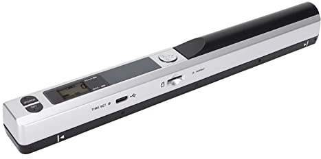 Tragbarer Scanner, Kompakter Mobiler Dokumentenscanner, Fotoscanner für Dokumente, Bilder, Seiten, Texte in 300 600 900 DPI, PDF/JPG Format, Unterstützt TF Kartenspeicherung(Silber schwarz)