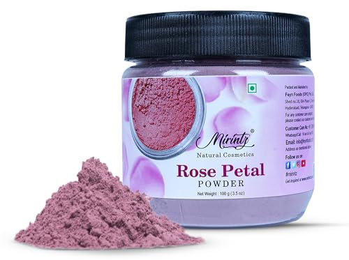 Mirintz 100% Natural Dried Rose Petals Powder (100 gms) Pure Rose Petals Powder for DIY Face Masks Skincare Peel Off Ayurvedic Skin Care Glow Recipe Real Rose Petals Powder Brightening Face Mask