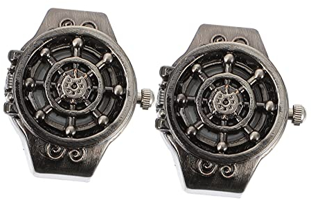 Mikikit Betrachten 6-Teiliges Ruder-Förmiges Stilvolles Offenes Rad Flip-Cover Flip-Chic Mode Frauentag Legierung Schmuck Digitaluhr Valentinstag Zink Outdoor-Uhren Freunde Ruder