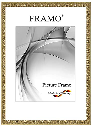 FRAMO Barock Bilderrahmen 80 x 80 cm aus Massivholz quadratisch | Alt-Gold | Farbe/Größe wählbar | Retro Vintage Antik Rahmen N°109