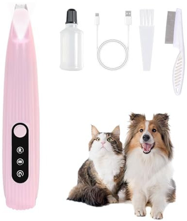 Pfotentrimmer für Hunde mit LED-Licht,LOEVERY 9mm Mini-Klinge, Intelligente Anzeige, USB Wiederaufladbar Hundeschermaschine,Hundepfoten Trimmer Für Pfoten, Augen, Gesicht, Ohren, Körp