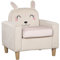 HOMCOM Kindersofa, Kindersessel, Kindercouch mit Samtoptik, Chaiselongue für Kinder ab 3 Jahre, Schlafsofa für Kinderzimmer, Massivholz, Creme, 53 x 47 x 54,5 cm
