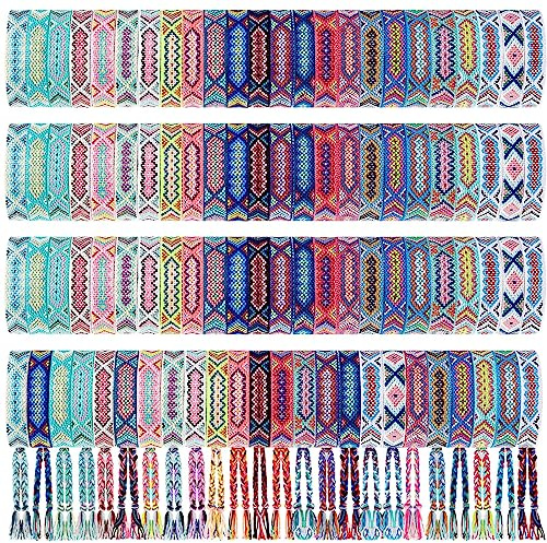 Henoyso Gewebte Freundschaftsarmbänder, verstellbar, geflochtene Schnur, Nepal-Armbänder, Schnur mit Schiebeknotenverschluss, Geschenk für Frauen, Mädchen, Geburtstag, Party, Camp, one size, Farbiger