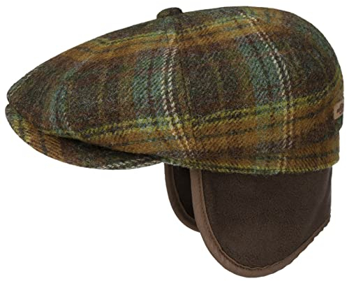 Stetson Hatteras Meadville Flatcap Herren Wasserabweisend Schurwolle Kariert Ohrenschutz Herbst Winter grün XL (60-61 cm)