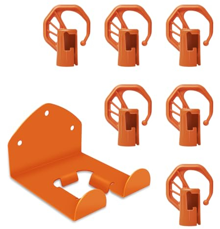 FLEXI RODS 6 Pack Heavy Duty Garage Storage Hooks + 1 Pack Trimmer Rack Suit for Stihl Kombi Attachments, Garden Power Tool Holder Organizer Hangers for Grass Trimmer, Hedge Trimmer, Garage Wall