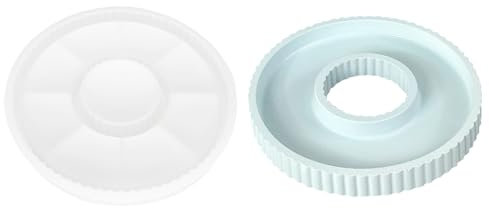MONCAP Silikonformen Tablett Rund Gießformen Silikon Beton Gießform Silikonform Rund Resin mit Rillen Tablett Epoxidharz Gießformen Dekorative Tablett Silikonform für Harz Gips Beton