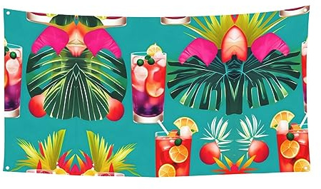 DRTGEDS Banner und Schilder mit tropischen Cocktails für den Außenbereich, 89 x 178 cm, Hintergrund für Geburtstagsparty, Abschlussfeier, Hochzeit, Veranstaltung