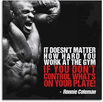 Motivationsposter für Übungen, Workouts, It Doesn't Matter How Hard You Work at The Gym If You Don't Control What's on Your Plate!, dekoratives Gemälde, Leinwand, Wandposter und Kunstdruck, modern