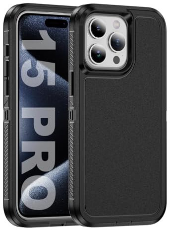 Tuvror für iPhone 15 Pro Hülle, Stoßfest Staubdicht, Militärnorm Schutz, Dual Guard Case für iPhone 15 Pro (6.1 Zoll), Schwarz