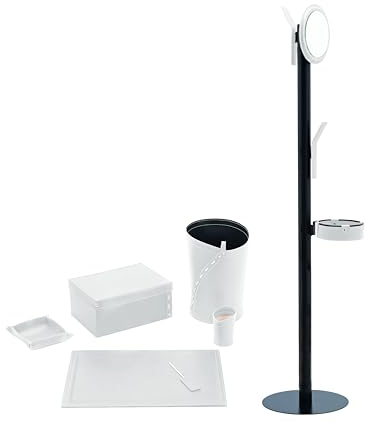LIMAC Design ANDREA Schreibtischset für Büro und/oder Arbeitszimmer aus Leder, Schreibtisch-Set für Arbeit und Studium, Produkt Design®, weiß
