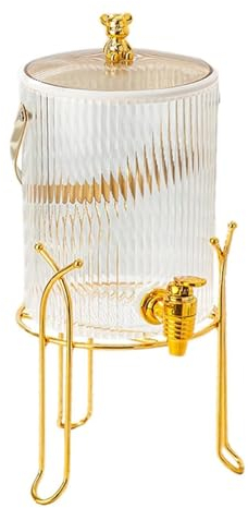 YYGJYGOO 3.5L Drink Dispenser with Tap, Acrylic Fruit Teapot Bucket for Household, Drink Pitcher with Spout, Juice Beverage Dispenser Jug, Ideal for Outdoor Picnic BBQ Parties and More(Color:Gold)