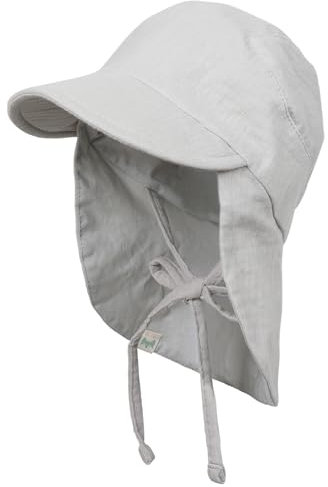 Petinard Label Musselin Sonnenhut mit Nacken- und Ohrenschutz zertifizierter UV-Schutz (UPF 50+) für Babys und Kinder Schirmütze - Unisex (Grau, 50)