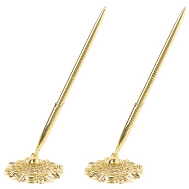 JIHUOO Ensemble de 2 stylos de mariage avec support en métal, stylos à bille de signature avec support pour livre d'invités, ensemble de stylo de signature pour mariage, pour enseignant de mariage