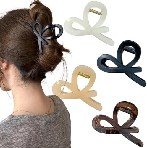 Ypkia Lot de 4 pinces à cheveux de taille moyenne 8 cm - Pour femme - Pour cheveux épais et fins - Accessoire de coiffure pour femmes et filles