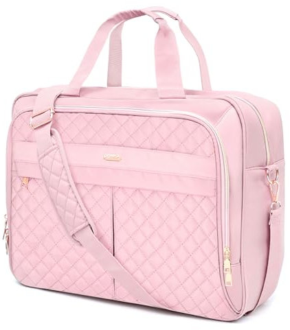 WIRABO 17,3 Zoll Laptoptasche Damen, Laptop Bag, Wasserdichte Aktentasche für Geschäftsreisen, Schule, Arbeitstasche, Rosa