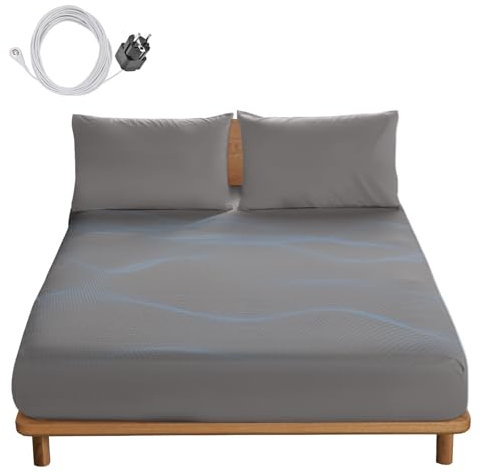 panthem Erdung Spannbettlaken 180x200 cm ​Grau, 38CM Tiefe Tasche Erdungsbettlaken Erdung Bettlaken für Besseren Schlaf und Hilfe bei Angstzuständen, Baumwolle und Silberfaser Grounding Sheet