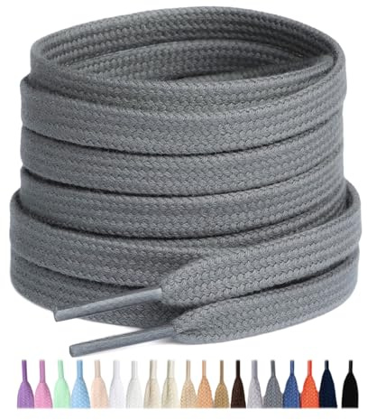 Stepace Cotton Flat Shoe Laces 8mm Wide Shoelaces for Sneaker dark gray 80