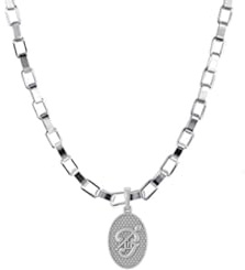 DENMOUS Spiritueller Tamil OM Kettenanhänger aus reinem Silber, 92,5 % Reinheit, für Damen und Herren (Anhänger mit Kastenkette, 55,9 cm) - mpsb7365-1