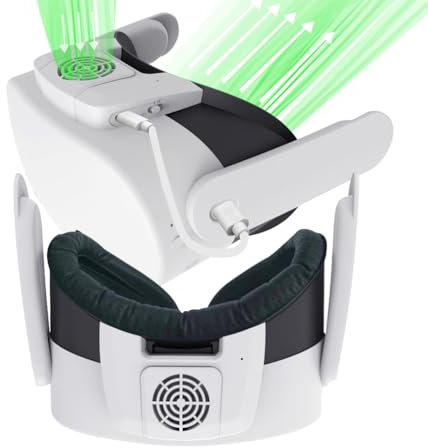 Interface Fan for Meta Quest 3S, Cooling Fan with PU Leather Face Pad Accessory, Reduces Lens Fogging and Fits Use for Quest 3S Head Strap