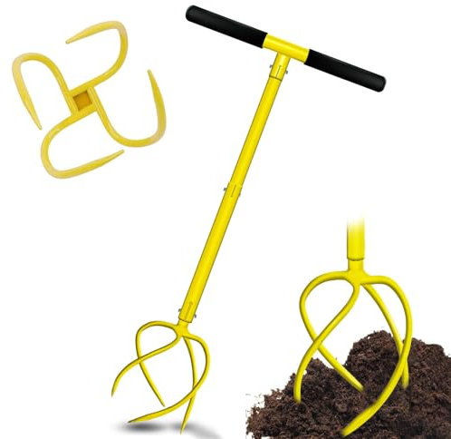 TWZ Motoculteur manuel avec long manche, cultivateur de griffes, découpeuse de jardin, éplucheur de terre, aérateur de pelouse, perte soli, desserrage de zéro, rototilleur, désherbeur pour bac à
