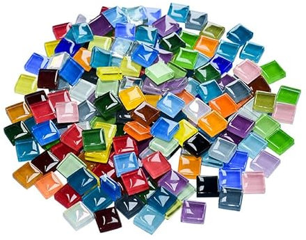 500G Tessere per Mosaico 1X1CM Piastrelle Tessere Mosaic Tasselli in Vetro Colorato Colori Assortiti Mosaico Fai da Te per Artigianato, Cornici, Sottobicchieri Decorazione Domestica, Piatti - Quadrate