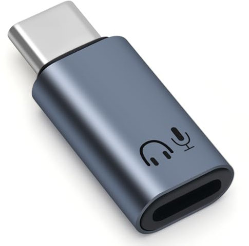 BORLTER CLAMP Lightning auf USB-C Adapter für Kopfhörer Unterstützung Line Control, Lightning auf USB-C Audio Adapter Kompatibel mit iPhone 16/15 Serie, iPad und Anderen Typ-C Audio Anschlüssen, Grau