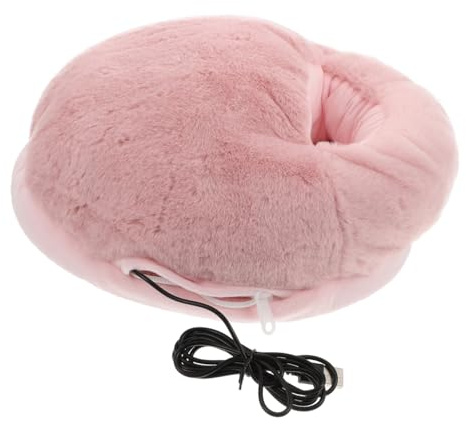 MAGICLULU Elektrischer USB Fußwärmer mit Eva und Plüsch Waschbare Warme Schuhe für Zuhause und Büro im Winter Praktische Beheizte Schuhe in Klassischem Rosa